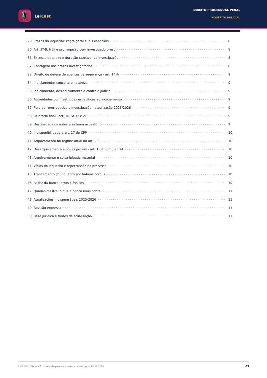 Processual Penal — Inquérito Policial · página do resumo