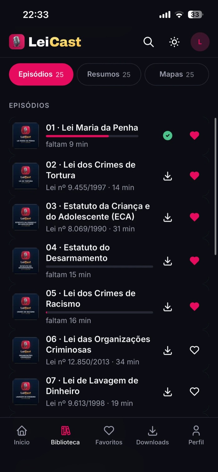 A playlist inteira, com progresso e download