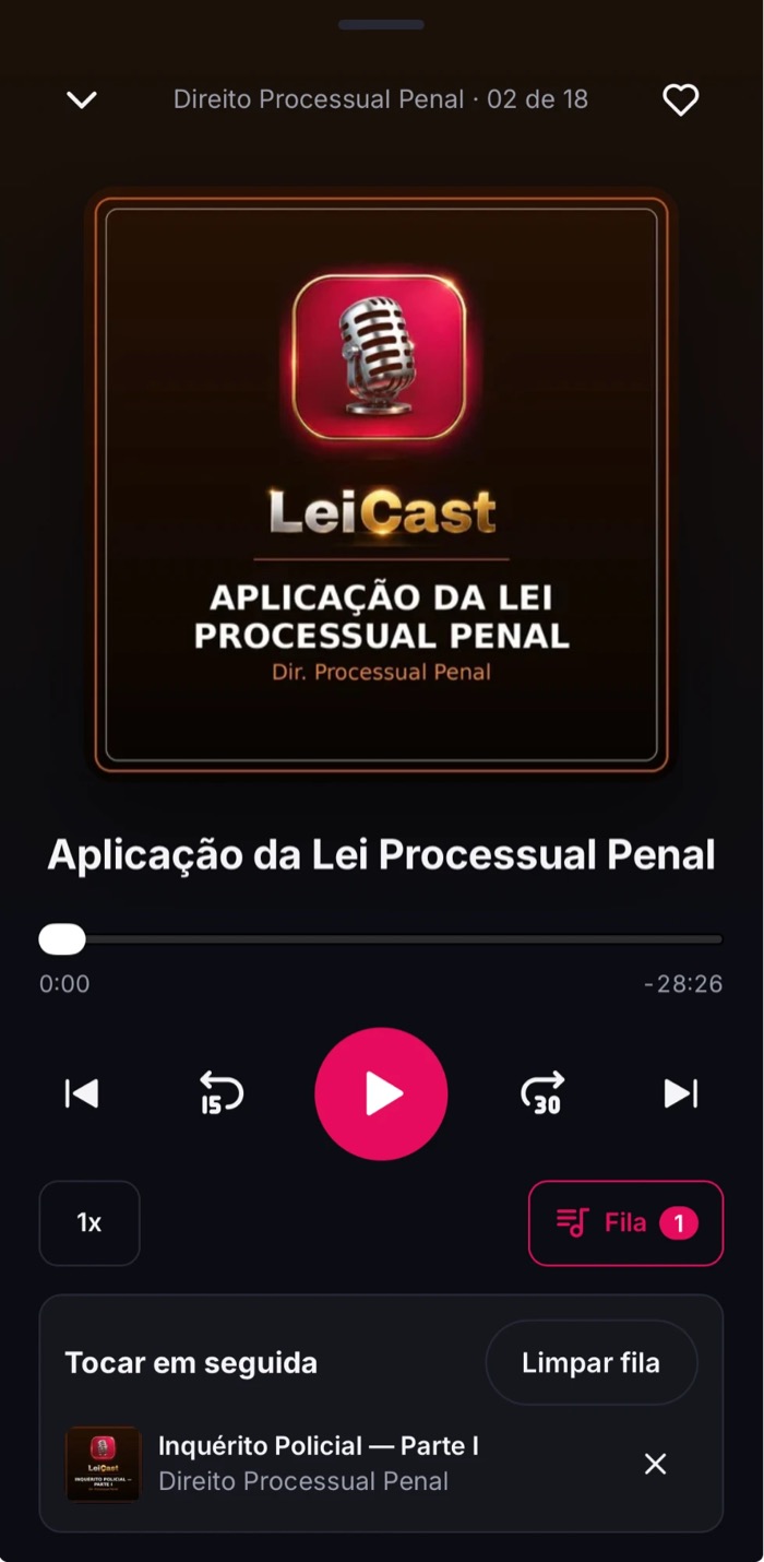 Player com 15s, 30s, velocidade e fila