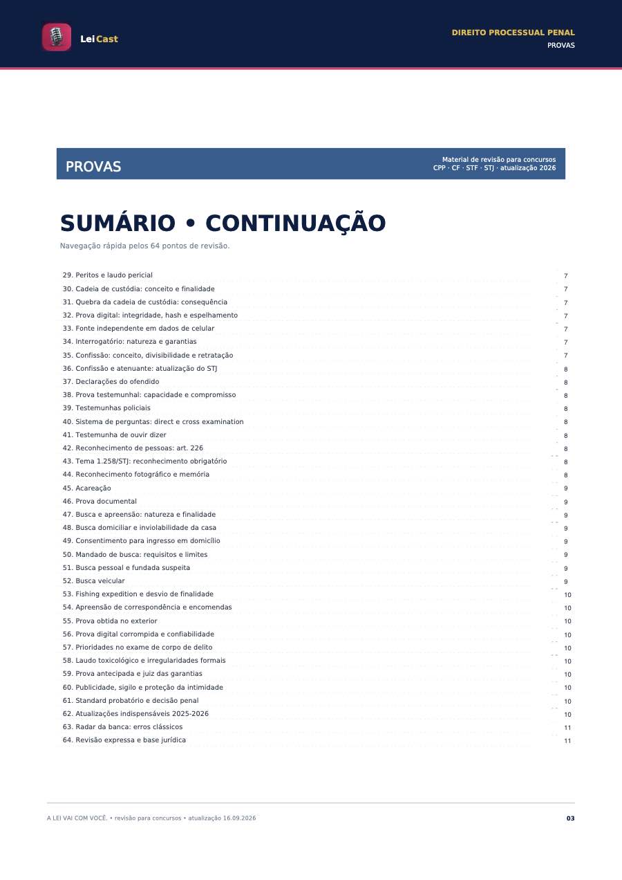 Processual Penal — Provas · página do resumo